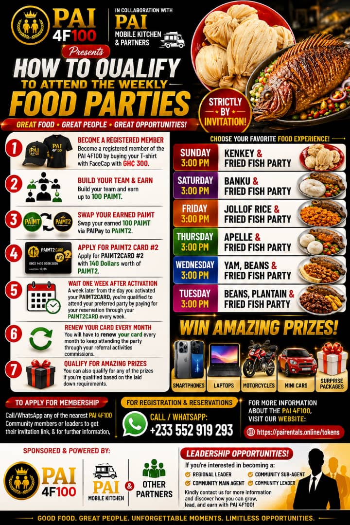 PAI 4F100 weekly food parties flyer